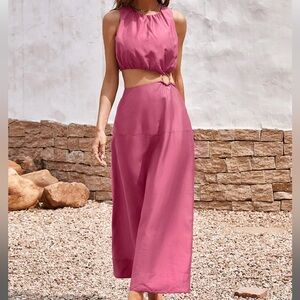 Cupshe Pink Two Piece Dress with Ring Attaching Top and Skirt